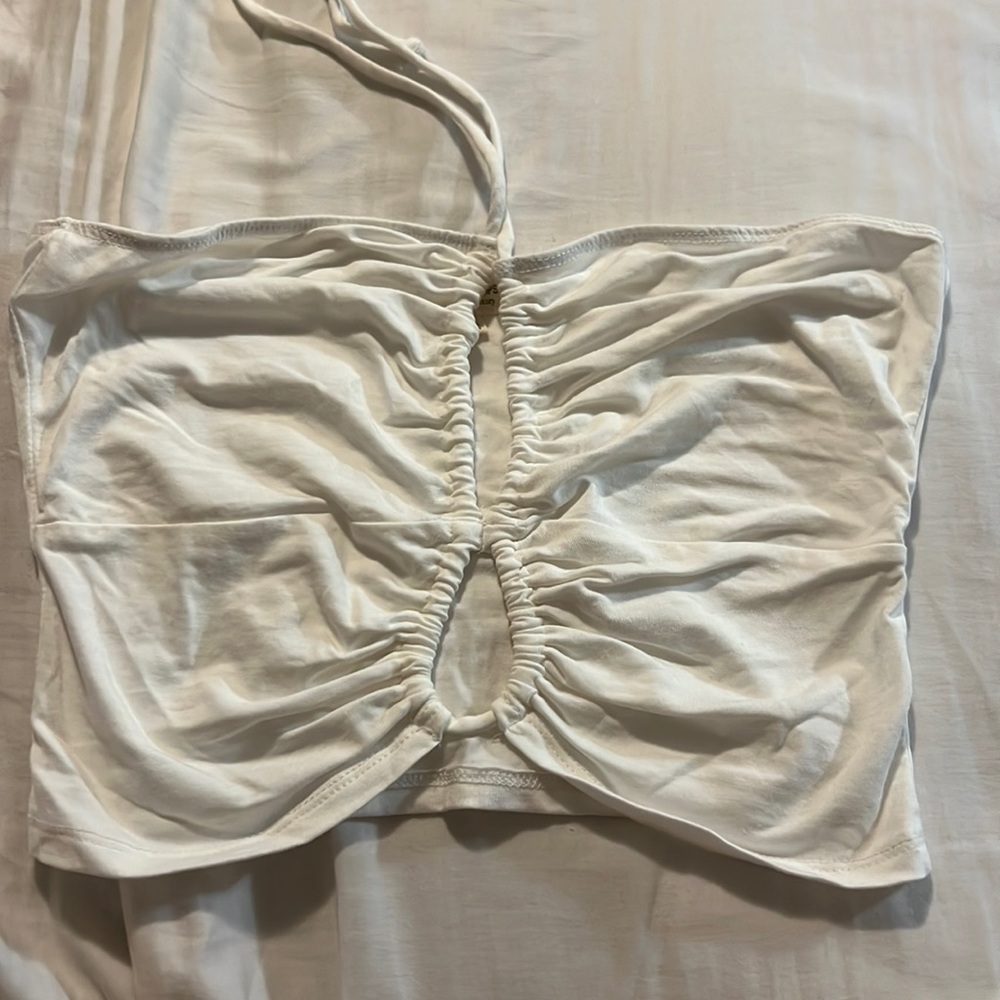 White neck tied halter top